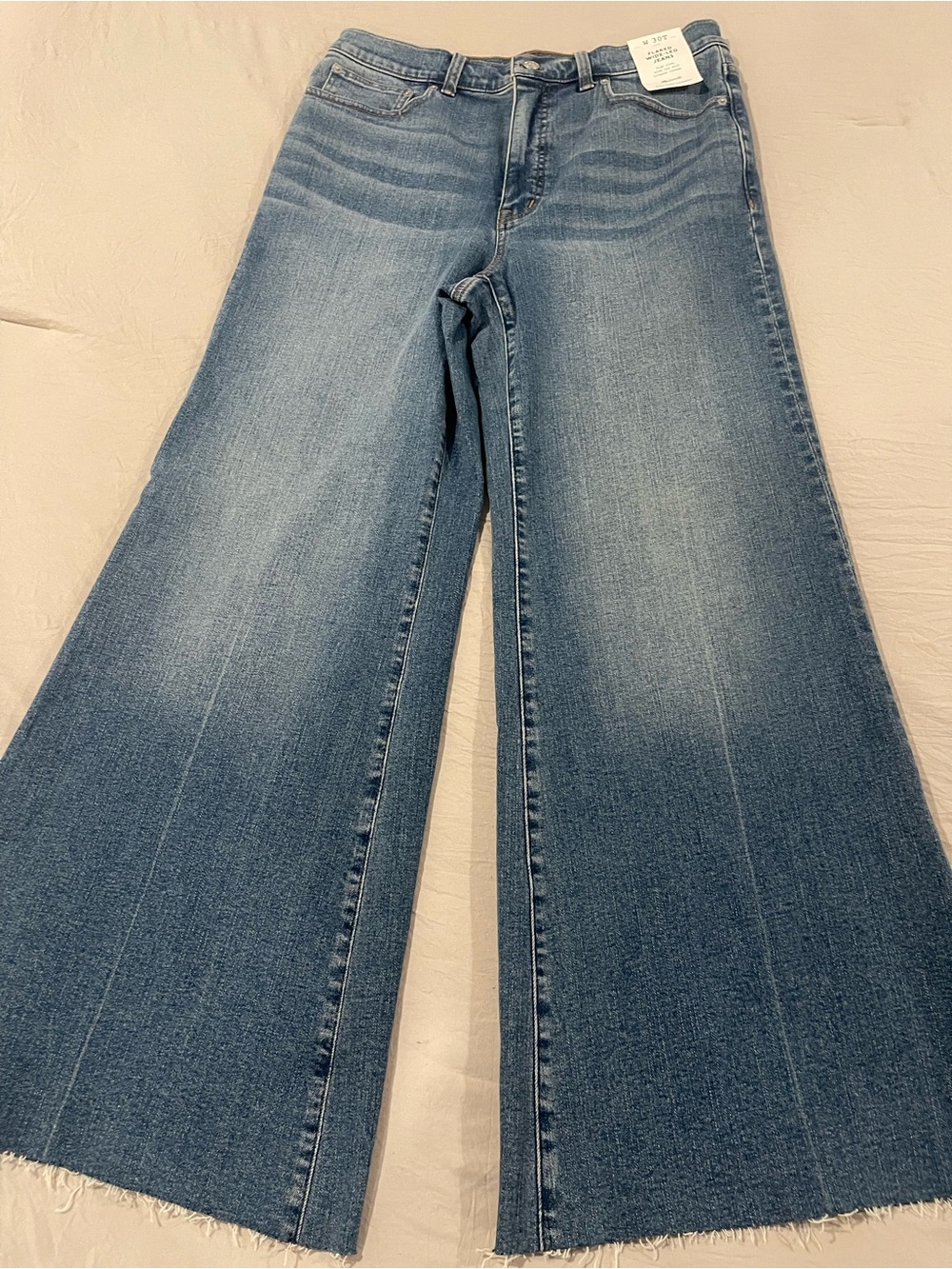 Madewell Flared Wide Leg Jeans 30T Tall NWT Raw Hem High Rise